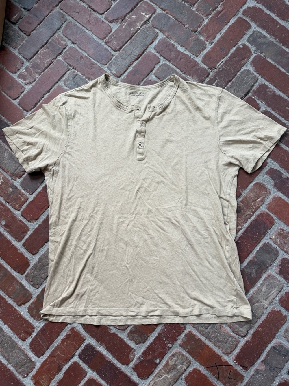Men’s All Saints Figure Shirt Sleeve Henley T-shirt